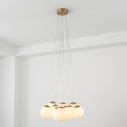Brilagi - Riippuvalaisin vaijerilla GLOBE 10xE14/15W/230V valkoinen