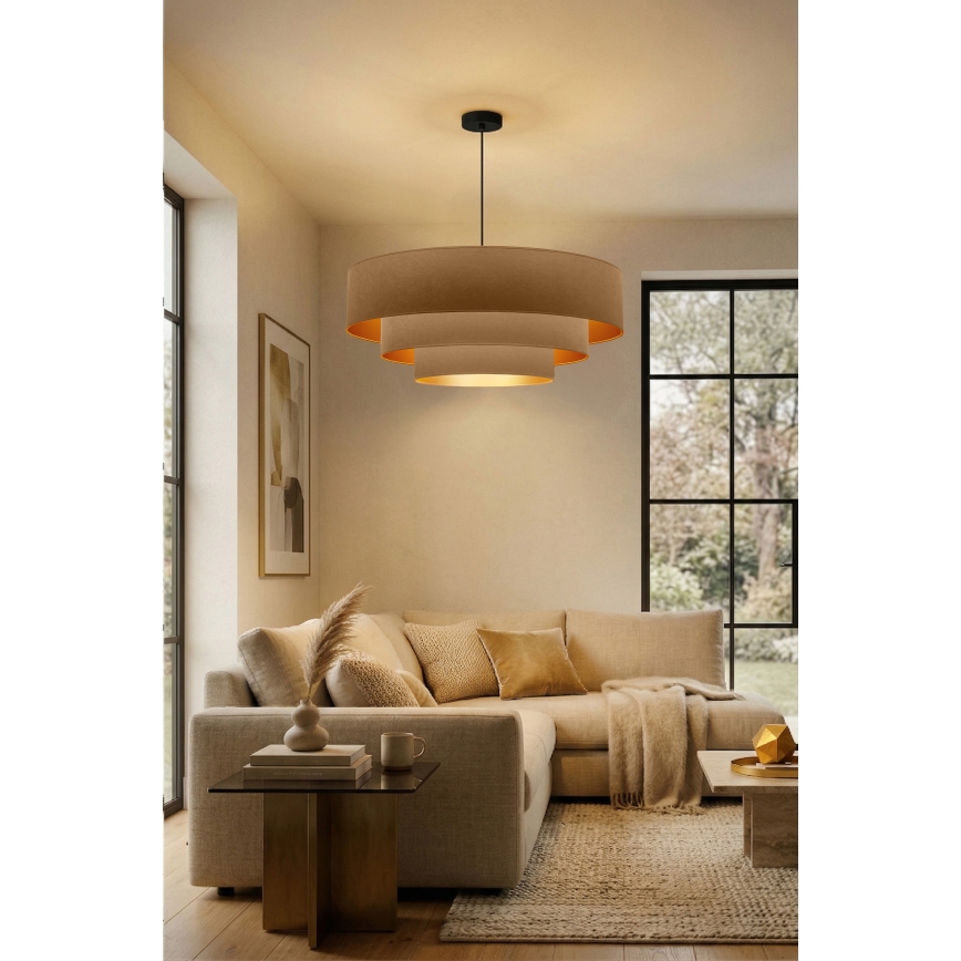 Brilagi - Riippuvalaisin vaijerilla LUNETA 3xE27/60W/230V halkaisija 80 cm beige/kultainen