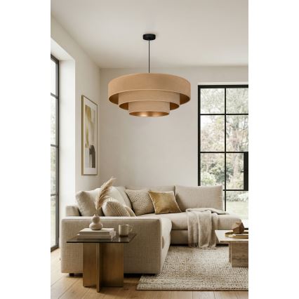 Brilagi - Riippuvalaisin vaijerilla LUNETA 3xE27/60W/230V halkaisija 80 cm beige/kultainen