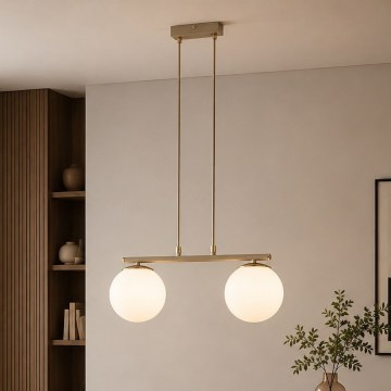 Brilagi - Riippuvalaisin vaijerilla MILO 2xE27/60W/230V beige/kultainen