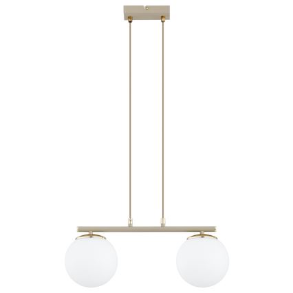 Brilagi - Riippuvalaisin vaijerilla MILO 2xE27/60W/230V beige/kultainen