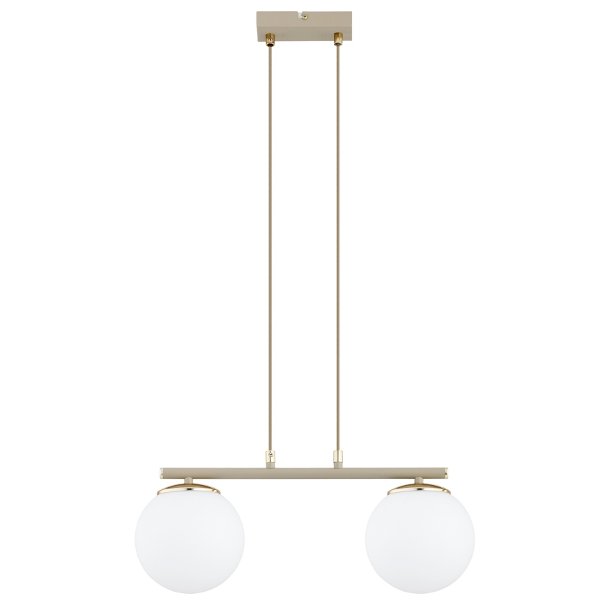 Brilagi - Riippuvalaisin vaijerilla MILO 2xE27/60W/230V beige/kultainen