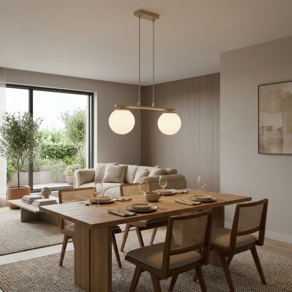 Brilagi - Riippuvalaisin vaijerilla MILO 2xE27/60W/230V beige/kultainen