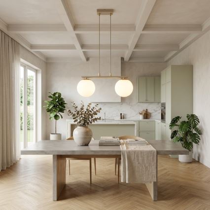 Brilagi - Riippuvalaisin vaijerilla MILO 2xE27/60W/230V beige/kultainen
