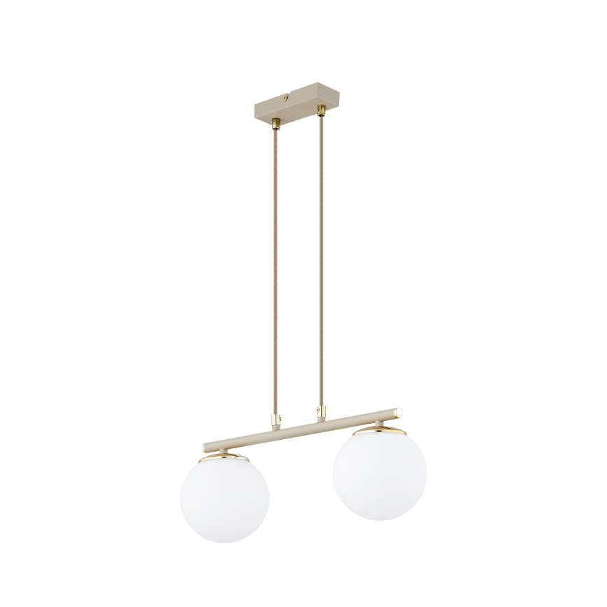 Brilagi - Riippuvalaisin vaijerilla MILO 2xE27/60W/230V beige/kultainen