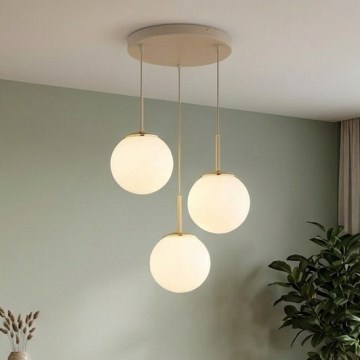 Brilagi - riippuvalaisin vaijerilla MILO ECRU 3xE27/60W/230V beige/kulta