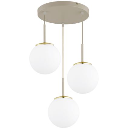 Brilagi - riippuvalaisin vaijerilla MILO ECRU 3xE27/60W/230V beige/kulta