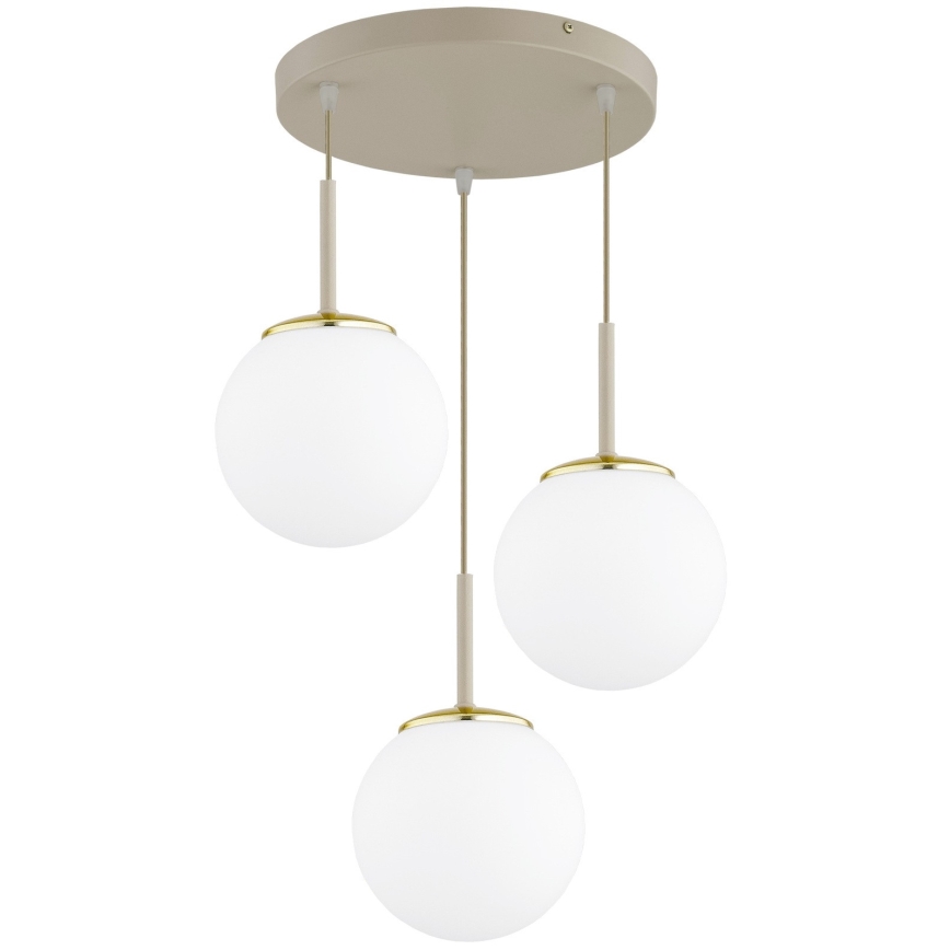 Brilagi - riippuvalaisin vaijerilla MILO ECRU 3xE27/60W/230V beige/kulta