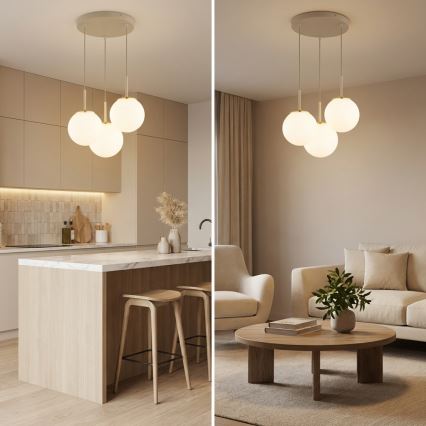 Brilagi - riippuvalaisin vaijerilla MILO ECRU 3xE27/60W/230V beige/kulta