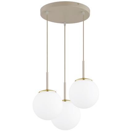 Brilagi - riippuvalaisin vaijerilla MILO ECRU 3xE27/60W/230V beige/kulta