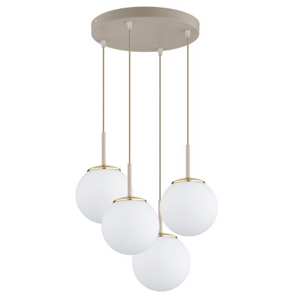Brilagi - Riippuvalaisin vaijerilla MILO ECRU 4xE27/60W/230V beige/kultainen