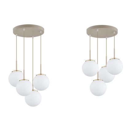 Brilagi - Riippuvalaisin vaijerilla MILO ECRU 4xE27/60W/230V beige/kultainen