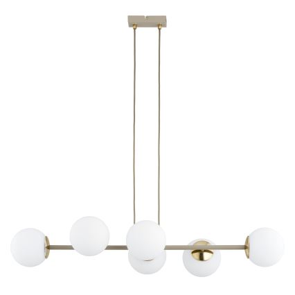 Brilagi - Riippuvalaisin vaijerilla MILO ECRU 6xE27/60W/230V beige/kultainen