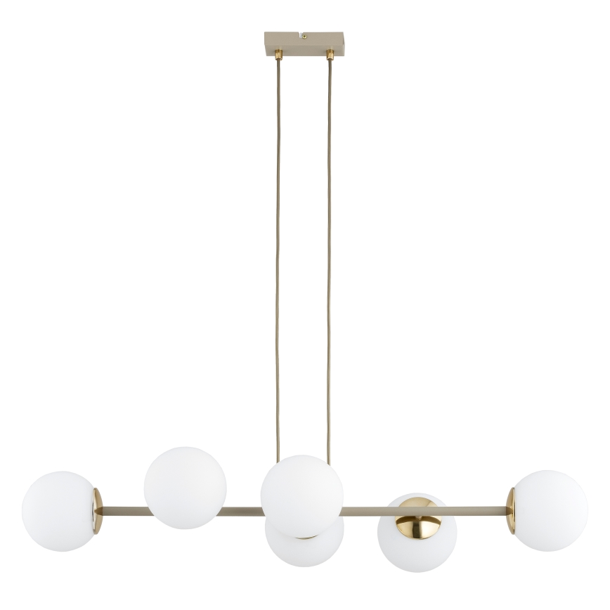 Brilagi - Riippuvalaisin vaijerilla MILO ECRU 6xE27/60W/230V beige/kultainen