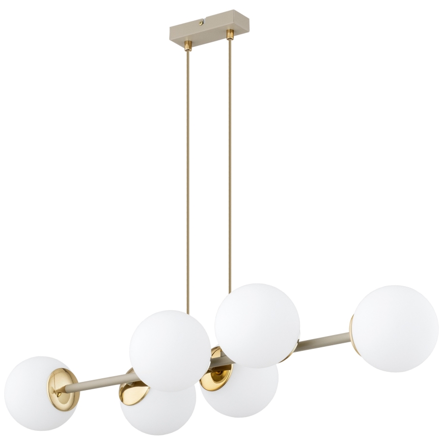 Brilagi - Riippuvalaisin vaijerilla MILO ECRU 6xE27/60W/230V beige/kultainen