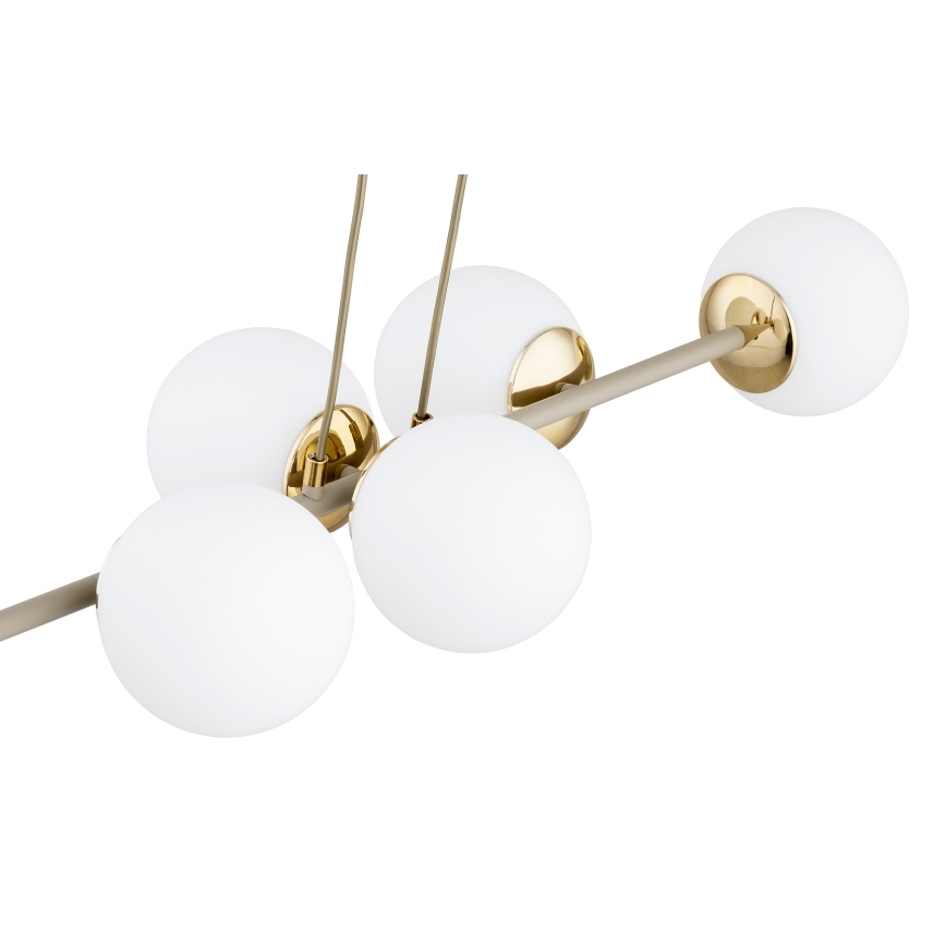Brilagi - Riippuvalaisin vaijerilla MILO ECRU 6xE27/60W/230V beige/kultainen