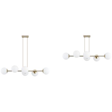 Brilagi - Riippuvalaisin vaijerilla MILO ECRU 6xE27/60W/230V beige/kultainen