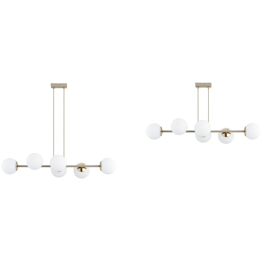 Brilagi - Riippuvalaisin vaijerilla MILO ECRU 6xE27/60W/230V beige/kultainen