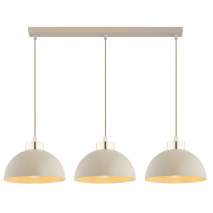 Brilagi - Riippuvalaisin vaijerilla MOON 3xE27/60W/230V beige/kulta