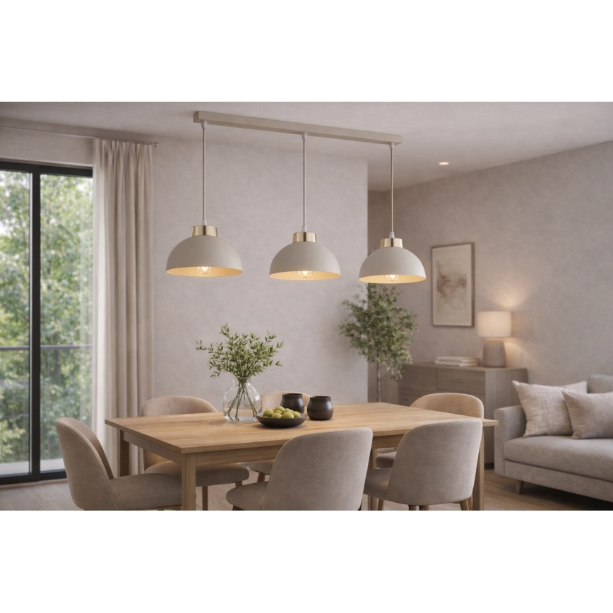 Brilagi - Riippuvalaisin vaijerilla MOON 3xE27/60W/230V beige/kulta