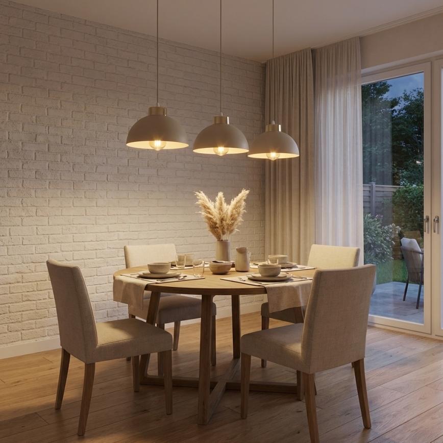 Brilagi - Riippuvalaisin vaijerilla MOON 3xE27/60W/230V beige/kulta