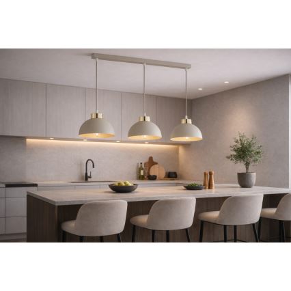 Brilagi - Riippuvalaisin vaijerilla MOON 3xE27/60W/230V beige/kulta