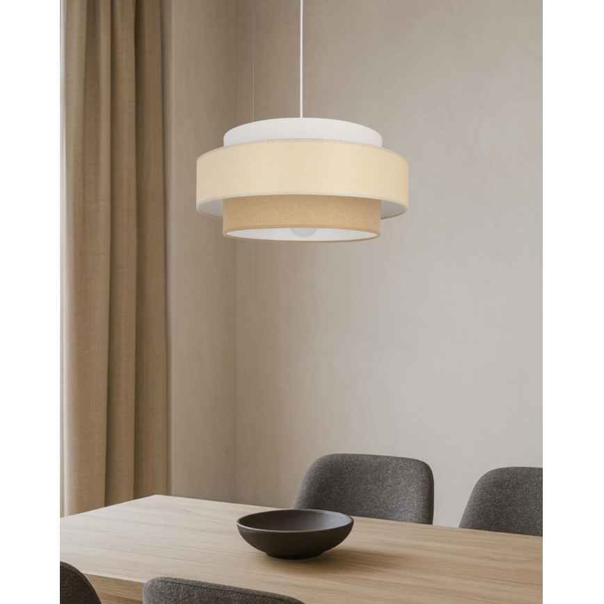 Brilagi - Riippuvalaisin vaijerilla RESNA 1xE27/60W/230V halkaisija 40 cm kerma/beige