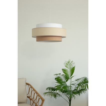 Brilagi - Riippuvalaisin vaijerilla RESNA 1xE27/60W/230V halkaisija 40 cm kerma/beige
