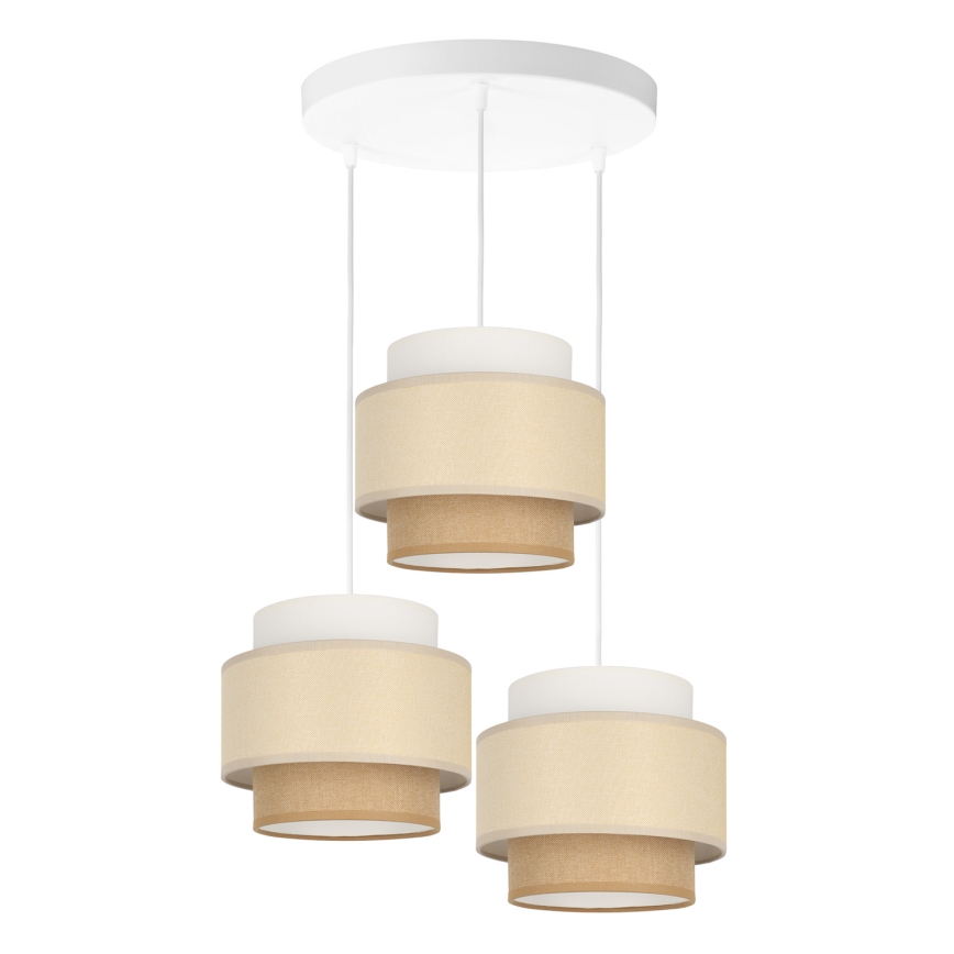 Brilagi - Riippuvalaisin vaijerilla RESNA 3xE27/60W/230V halkaisija 45 cm kerma/beige