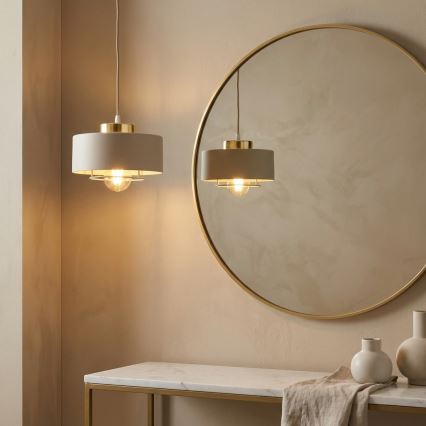 Brilagi - Riippuvalaisin vaijerilla, SPRING 1x E27/60W/230V, halkaisija 20 cm, beige/kultainen