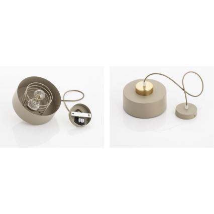 Brilagi - Riippuvalaisin vaijerilla, SPRING 1x E27/60W/230V, halkaisija 20 cm, beige/kultainen