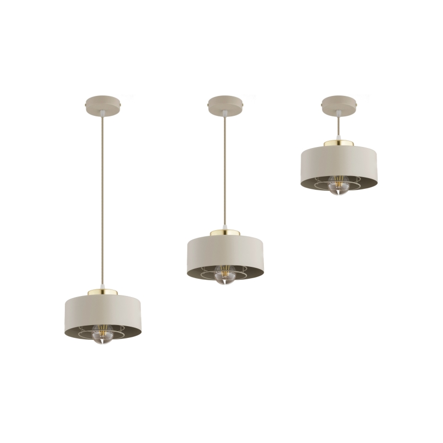 Brilagi - Riippuvalaisin vaijerilla, SPRING 1x E27/60W/230V, halkaisija 20 cm, beige/kultainen