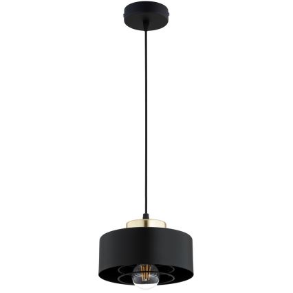 Brilagi - Riippuvalaisin vaijerilla SPRING 1xE27/60W/230V, halkaisija 20 cm, musta/kultainen