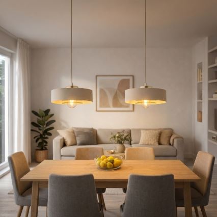 Brilagi - Riippuvalaisin vaijerilla SPRING 1xE27/60W/230V Ø 30 cm beige/kultainen