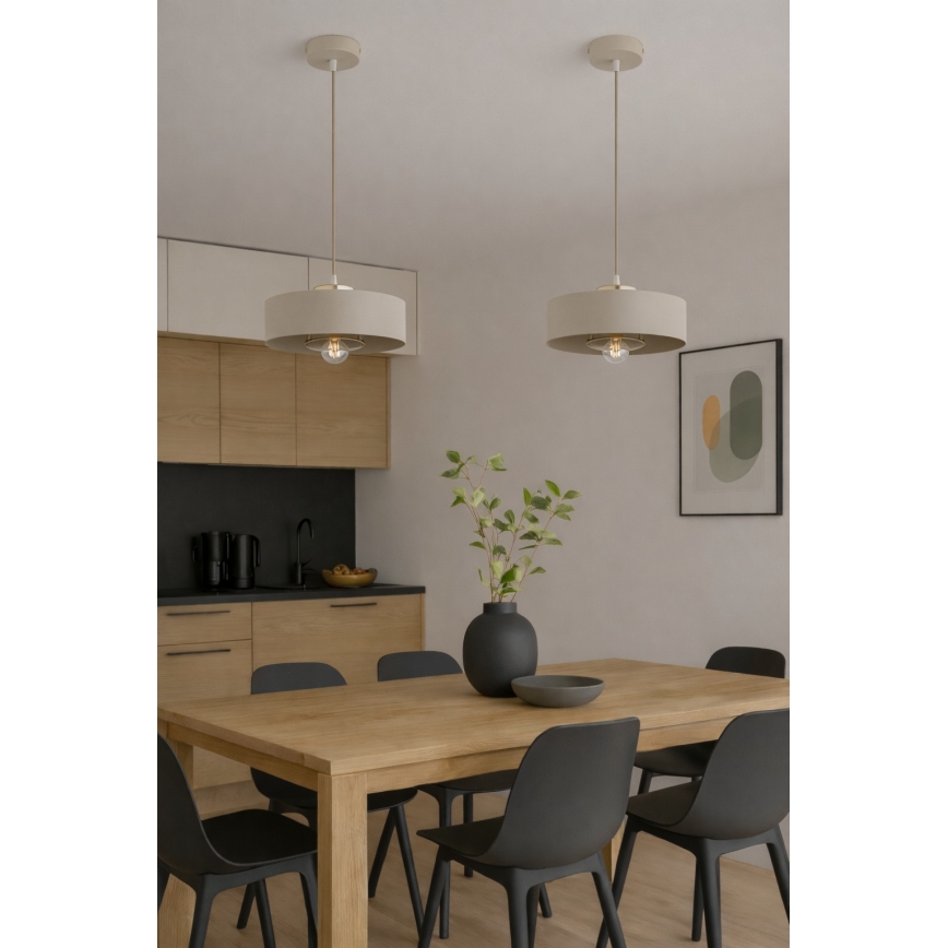 Brilagi - Riippuvalaisin vaijerilla SPRING 1xE27/60W/230V Ø 30 cm beige/kultainen