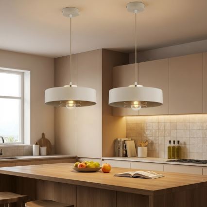 Brilagi - Riippuvalaisin vaijerilla SPRING 1xE27/60W/230V Ø 30 cm beige/kultainen