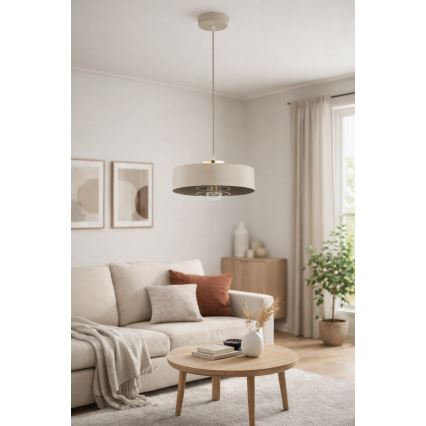 Brilagi - Riippuvalaisin vaijerilla SPRING 1xE27/60W/230V Ø 30 cm beige/kultainen