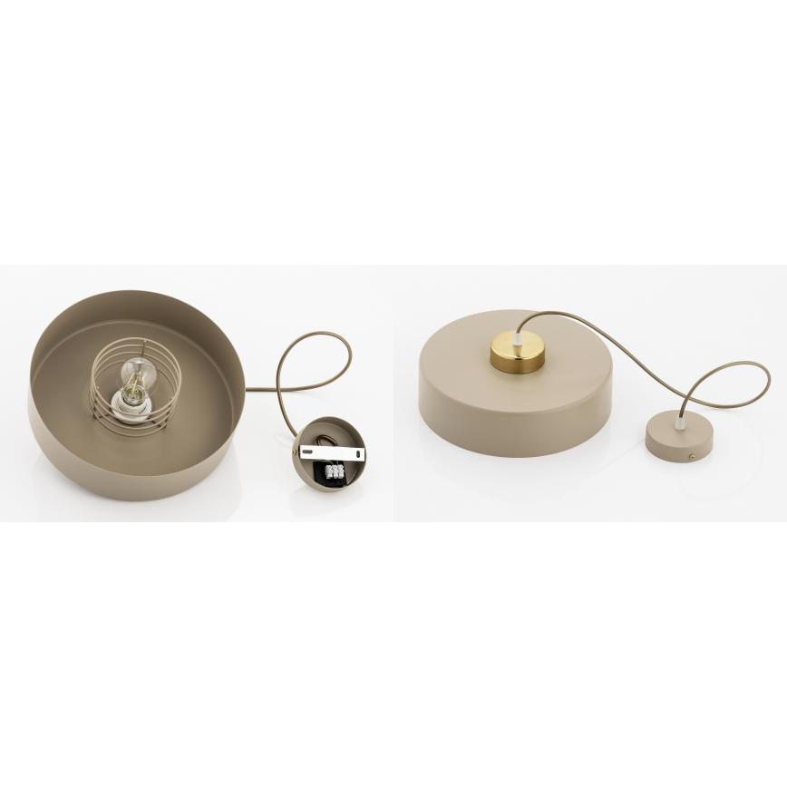 Brilagi - Riippuvalaisin vaijerilla SPRING 1xE27/60W/230V Ø 30 cm beige/kultainen