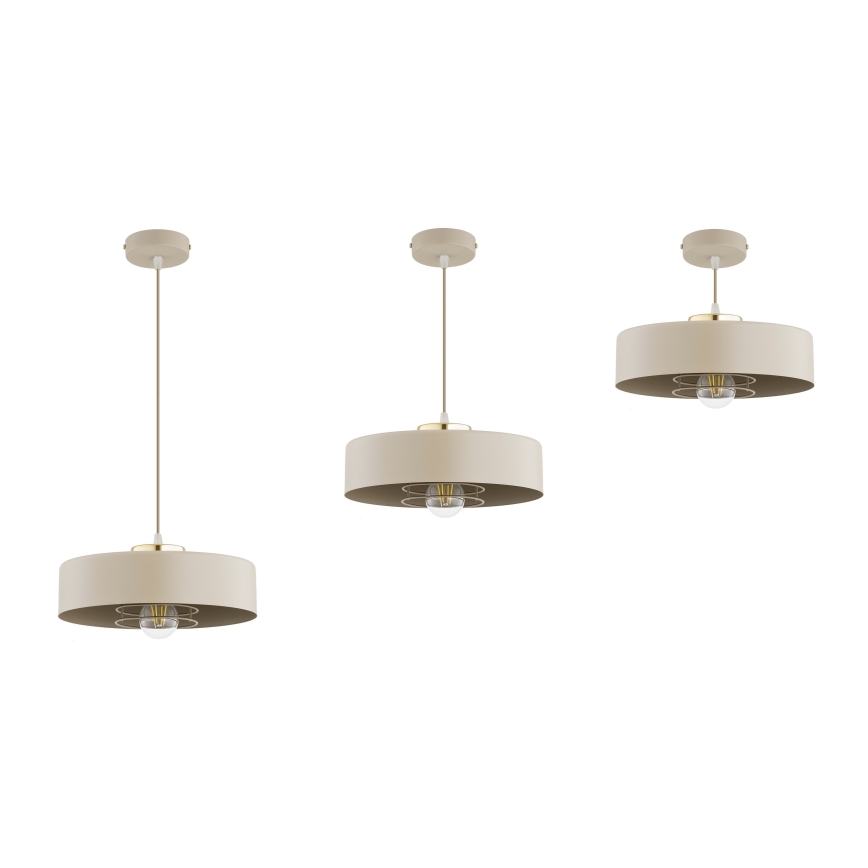 Brilagi - Riippuvalaisin vaijerilla SPRING 1xE27/60W/230V Ø 30 cm beige/kultainen