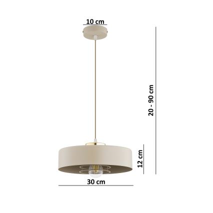 Brilagi - Riippuvalaisin vaijerilla SPRING 1xE27/60W/230V Ø 30 cm beige/kultainen