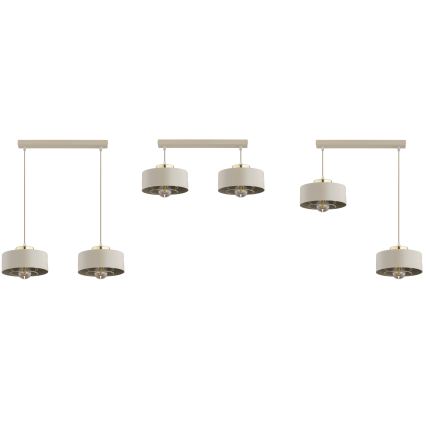 Brilagi - Riippuvalaisin vaijerilla SPRING 2xE27/60W/230V beige/kulta