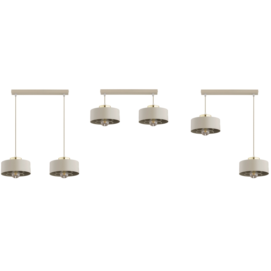 Brilagi - Riippuvalaisin vaijerilla SPRING 2xE27/60W/230V beige/kulta