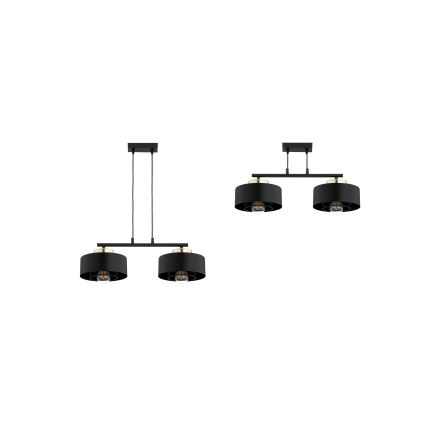 Brilagi - Riippuvalaisin vaijerilla SPRING 2xE27/60W/230V musta/kulta