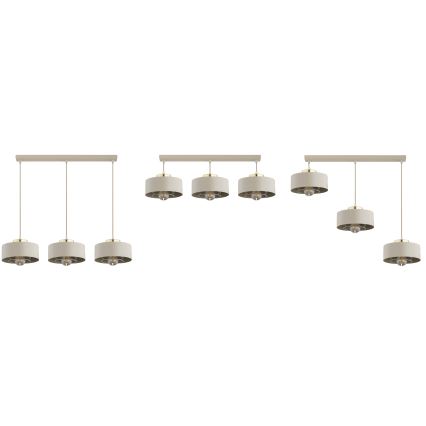 Brilagi - Riippuvalaisin vaijerilla SPRING 3xE27/60W/230V beige/kulta