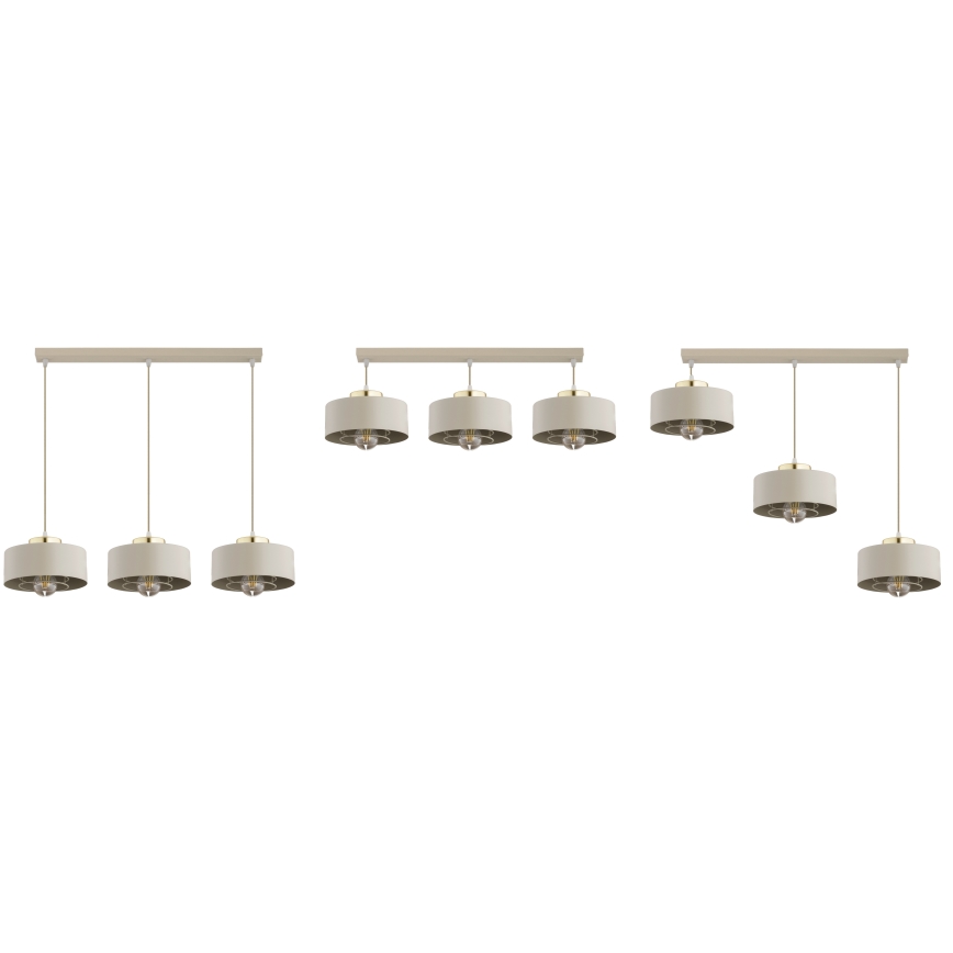 Brilagi - Riippuvalaisin vaijerilla SPRING 3xE27/60W/230V beige/kulta