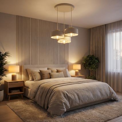 Brilagi - Riippuvalaisin vaijerilla SPRING 3xE27/60W/230V beige/kultainen