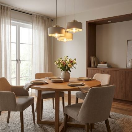 Brilagi - Riippuvalaisin vaijerilla SPRING 3xE27/60W/230V beige/kultainen