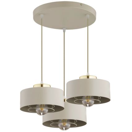 Brilagi - Riippuvalaisin vaijerilla SPRING 3xE27/60W/230V beige/kultainen