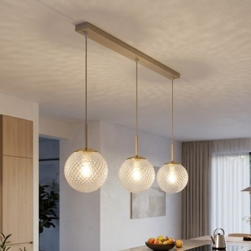 Brilagi - Riippuvalaisin vaijerilla STELLA 3xE27/60W/230V beige/kulta