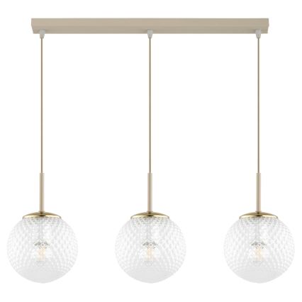 Brilagi - Riippuvalaisin vaijerilla STELLA 3xE27/60W/230V beige/kulta
